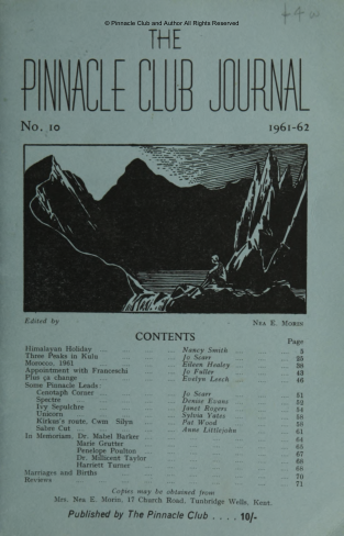 The Pinnacle Club Journal No.-10 1961-1962 cover